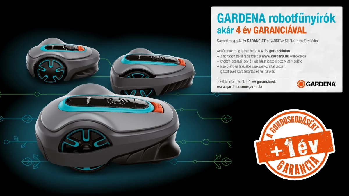 Gardena robotfűnyíró vásárlóknak extra év nyugalom ajándékba